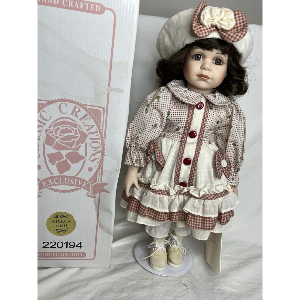 Classic Creations Stella Porcelain Doll 1999 William Tung NIB Vintage‎ Girl